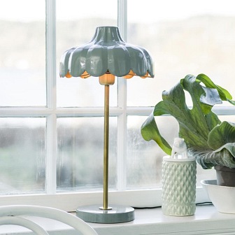 Delikatna lampa stołowa kwiat Wells zielona 50cm